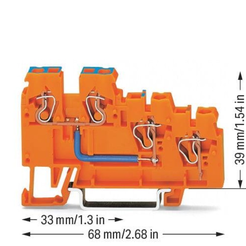 270-564 3-conductor sensor supply terminal block;Internal commoning, 9 A;with colored conductor entries;orange