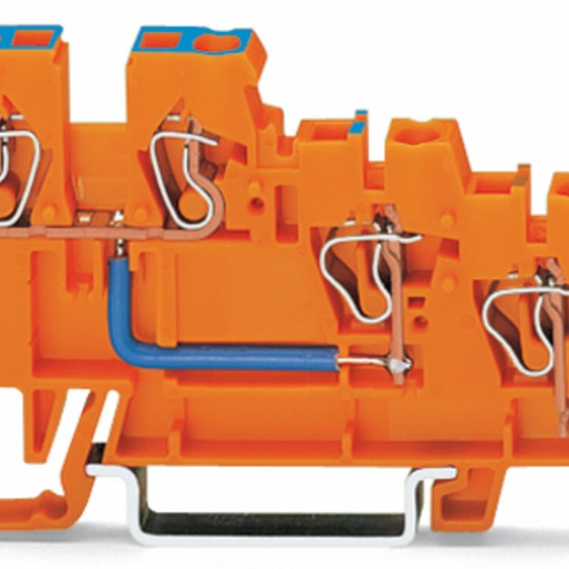 270-564 3-conductor sensor supply terminal block;Internal commoning, 9 A;with colored conductor entries;orange