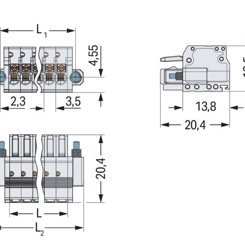 2734-114/107-000 1-conductor female connector;push-button;Push-in CAGE CLAMP®;light gray