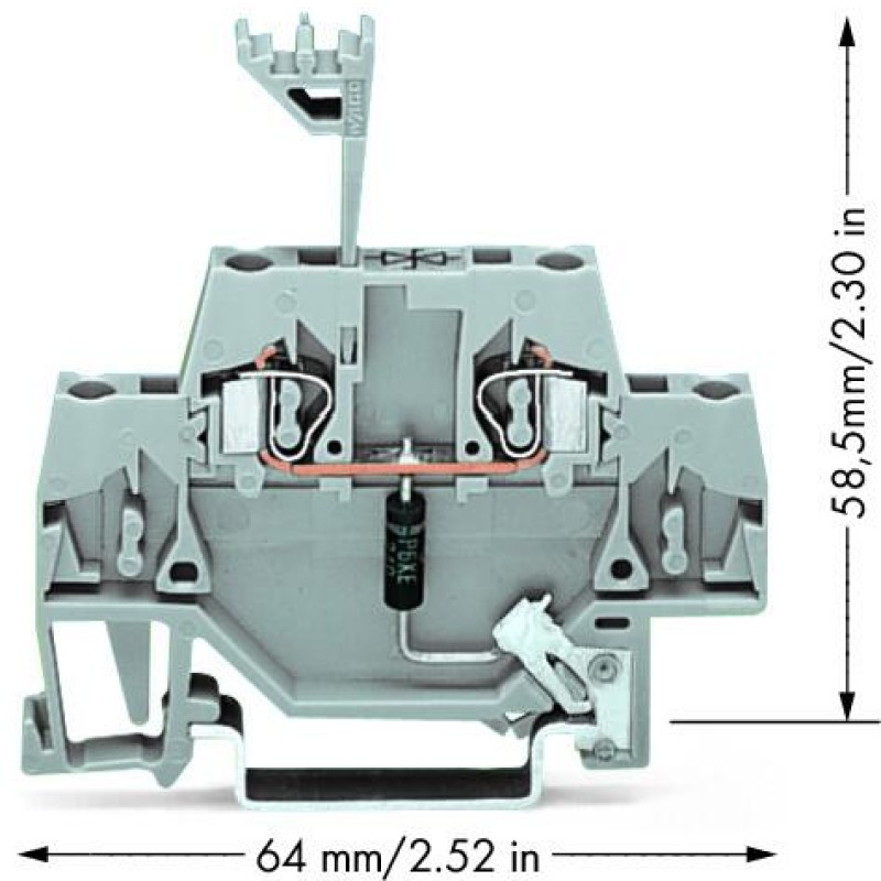 280-502/281-608 Component terminal block;double-deck;with direct connection to DIN rail;gray