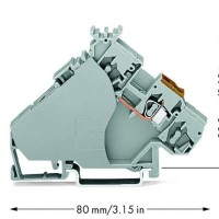 280-556 3-провідна клемна колодка датчика/виконавчого механізму; з кольоровими вводами провідників; 2.5 мм²; сірий