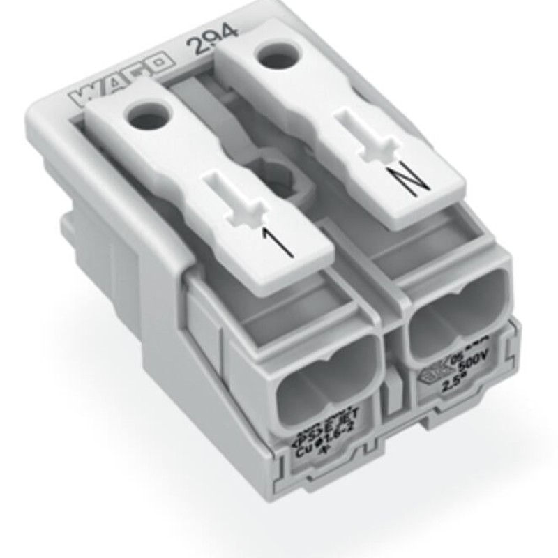 294-4052 Lighting connector;push-button, external;without ground contact;white