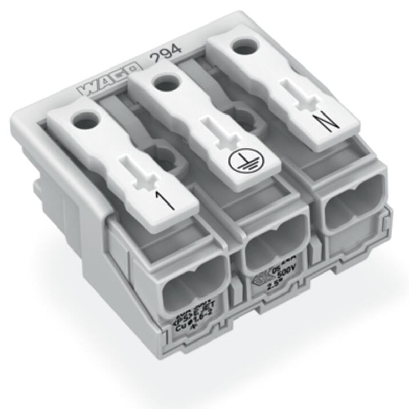 294-4053 Lighting connector;push-button, external;without ground contact;white
