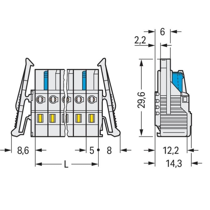 721-102/037-000 1-conductor female connector;CAGE CLAMP®;2.5 mm²;light gray
