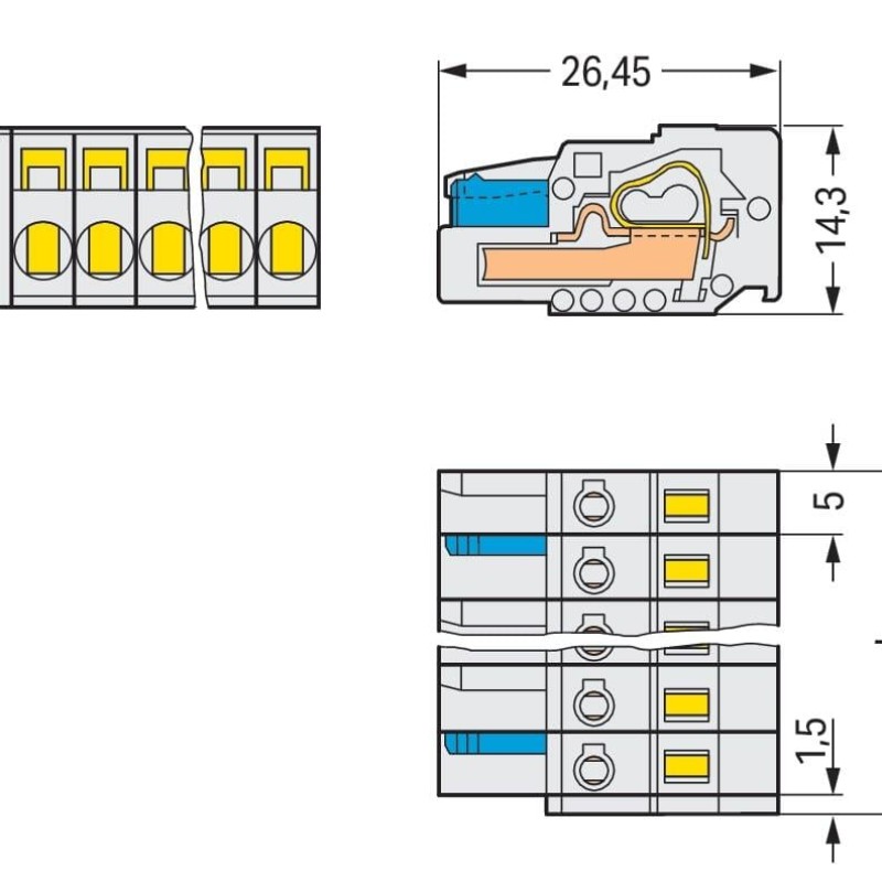 721-104/026-000 1-conductor female connector;CAGE CLAMP®;2.5 mm²;light gray