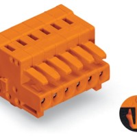 734-204/008-000 1-conductor female connector; CAGE CLAMP®; 1.5 mm²; Pin spacing 3.81 mm; 4-pole; 100% protected against mismating; Snap-in mounting feet; 1,50 mm²; orange