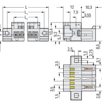 734-312/019-000 1-провідний штировий роз'єм; CAGE CLAMP®; 1.5 мм²; світло-сірий