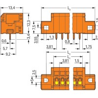739-332/001-000 Клема на друковану плату; 1.5 мм²; Крок контактів 3.81 мм; помаранчевий