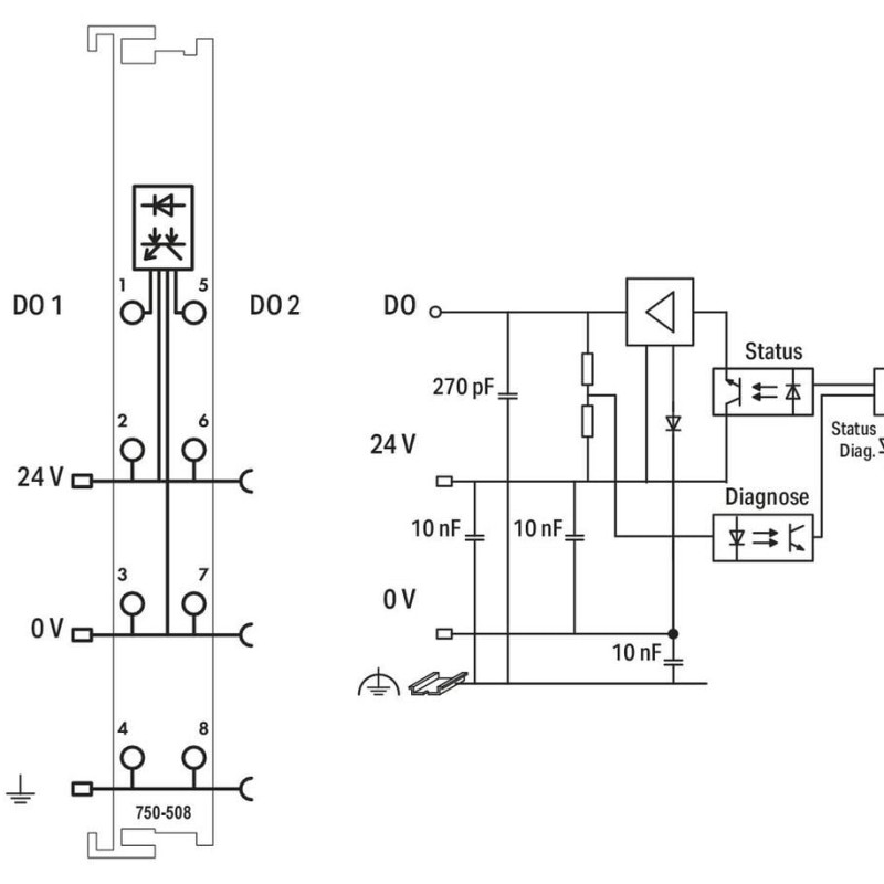 750-508 2-channel digital output;24 VDC;2.0 A;light gray