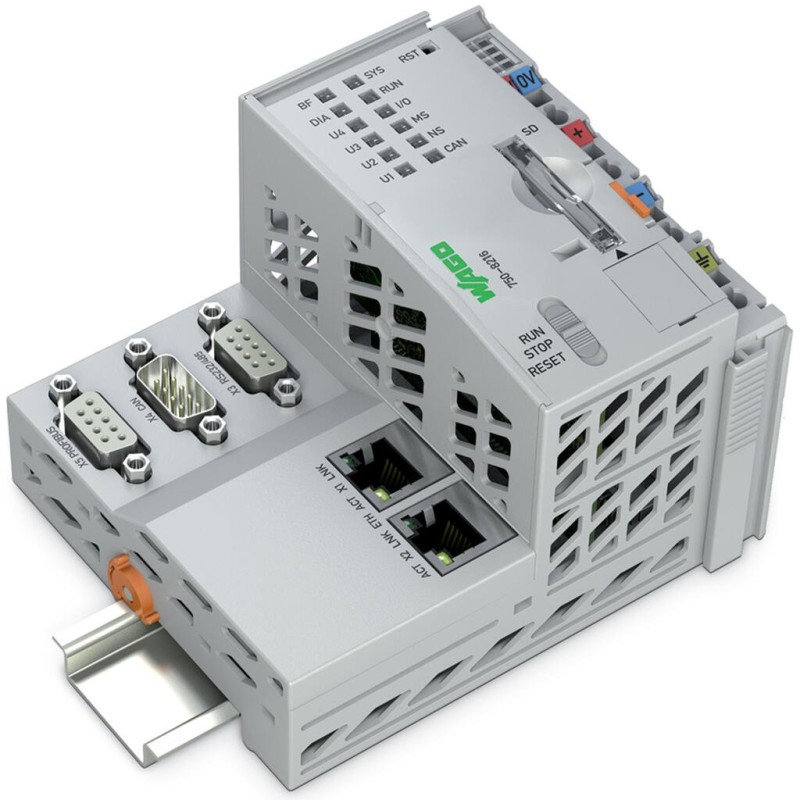 750-8216 Контролер PFC200; 2-ге покоління; 2 x ETHERNET, RS-232/-485, CAN, CANopen, PROFIBUS Slave; світло-сірий