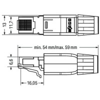 750-975 З'єднувач ETHERNET RJ-45, IP20; ETHERNET 10/100 Мбіт/с; для польового монтажу; світло-сірий