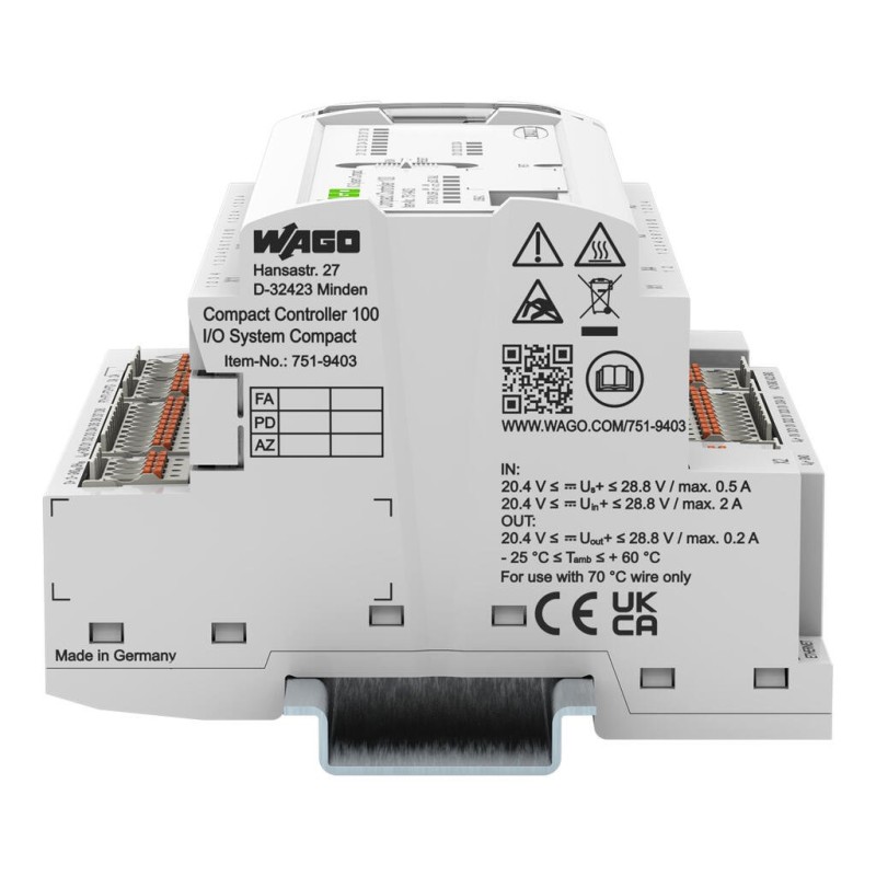 751-9403 Компактний контролер 100; 8DI 4DO 2AO 2NI1K/PT1K 1RS485 1DALI; 2 x ETHERNET; SD