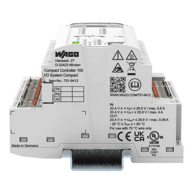751-9412 Компактний контролер 100; 8DI 8DIO 2AI 2AIO 2NI/PT 2RS485; 2 x ETHERNET; SD; Безпечний