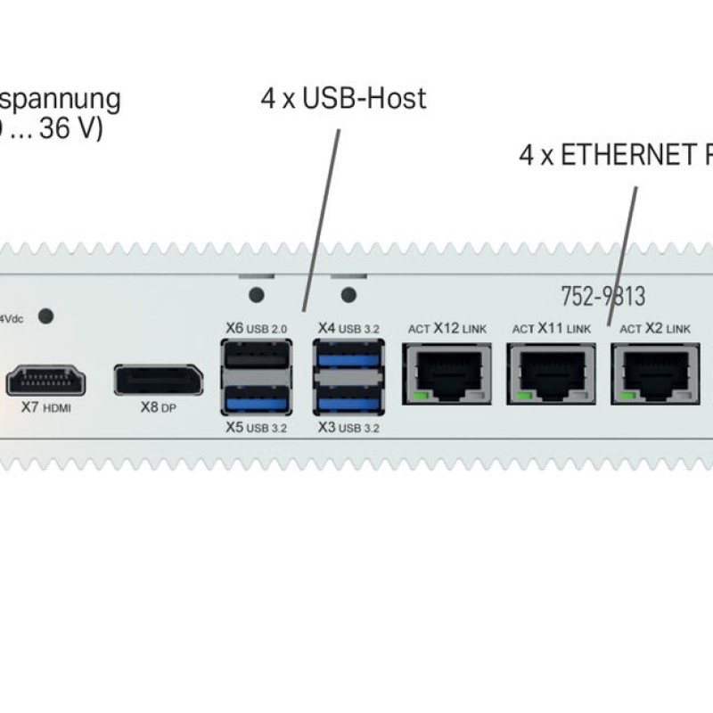 752-9813 Edge Computer; 4 x ETHERNET, 4 x USB, HDMI, DP; 32 ГБ ОЗП