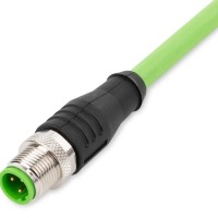 756-1201/060-100 Кабель ETHERNET; Штекер M12D; прямий; 4-полюсний; зелений
