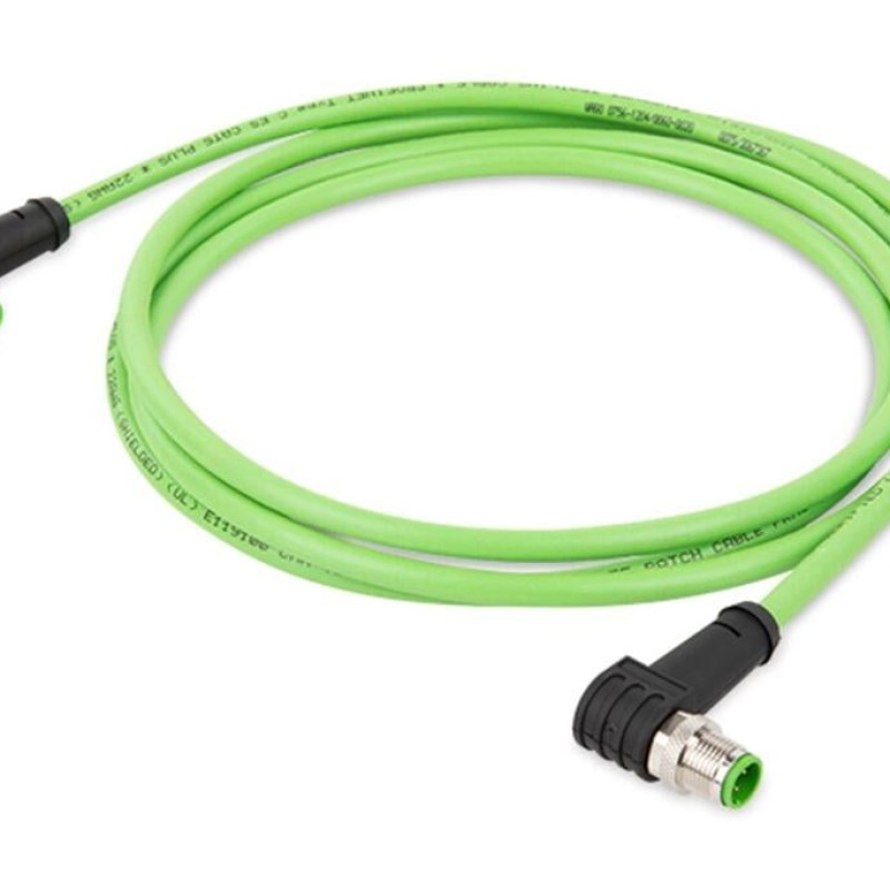 756-1204/060-010 Кабель ETHERNET; Штекер M12D; кутовий; Штекер M12D; кутовий; зелений