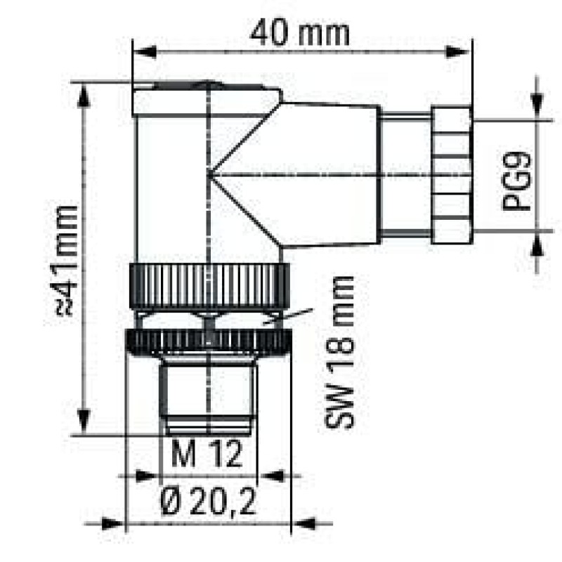756-9206/040-000 Встановлений вставний з'єднувач; 4-полюсний; Штекер M12, кутовий