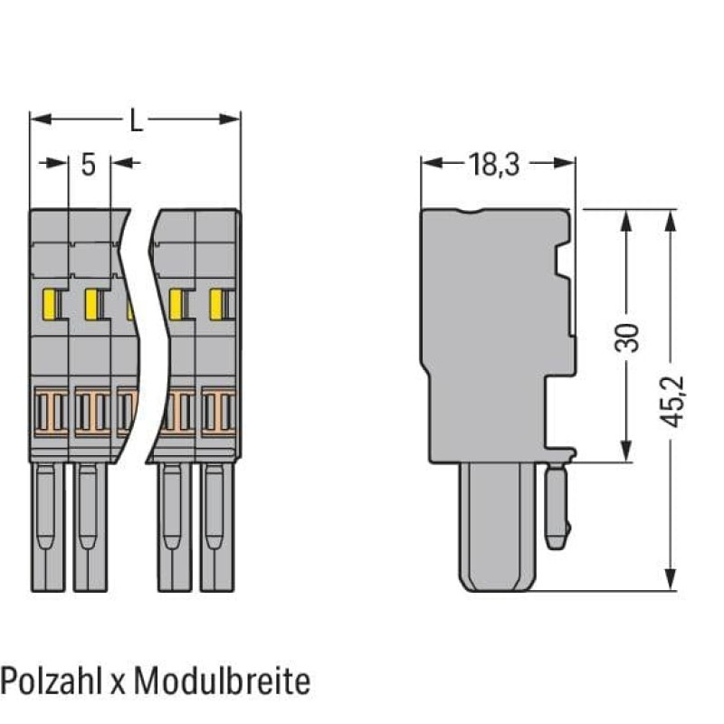 769-105 1-провідний роз'єм-розетка; CAGE CLAMP®; 4 мм²; сірий
