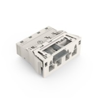 770-734/007-000 Засувний штекер; з прямим контактом заземлення; 4-полюсний; білий