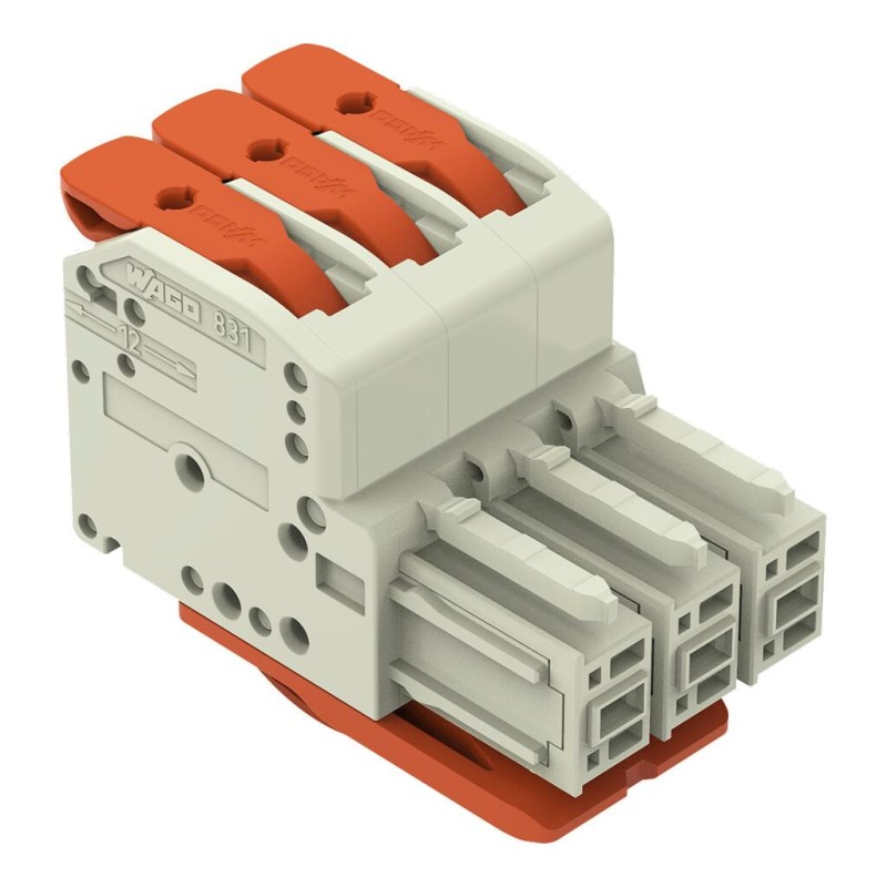831-1103/322-000 1-провідний роз'єм-розетка; важіль; Push-in CAGE CLAMP®; світло-сірий
