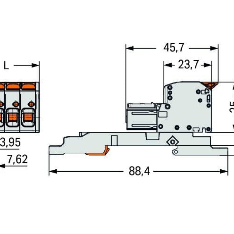 831-1106/306-000 1-conductor female connector;lever;Push-in CAGE CLAMP®;light gray