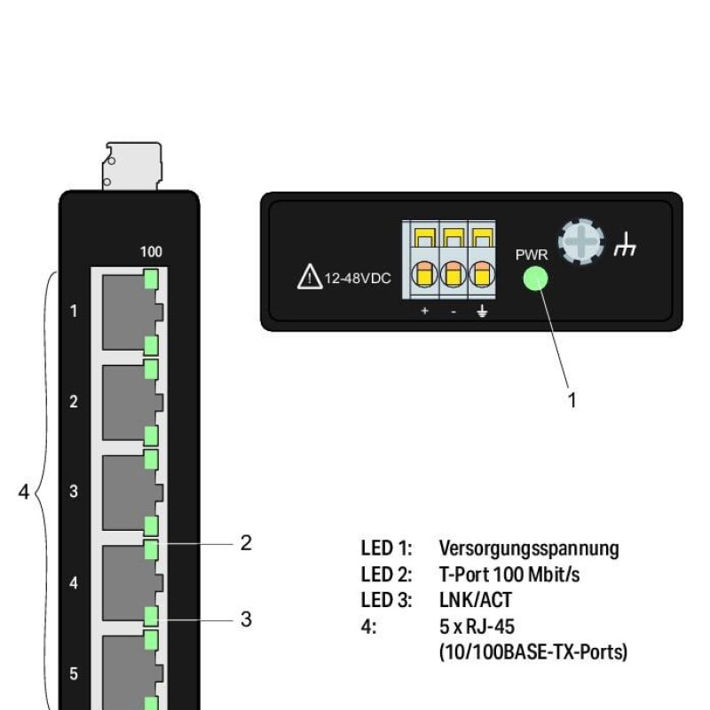 852-111/000-001 Industrial-ECO-Switch;5-port 100Base-TX;black
