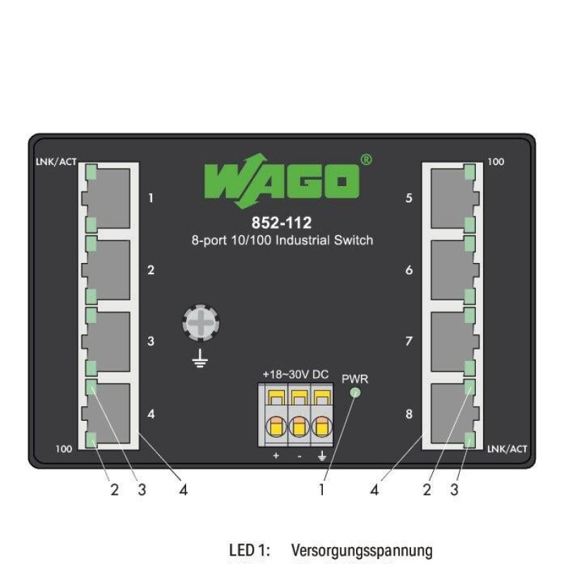 852-112 Industrial-ECO-Switch;8-port 100Base-TX;black