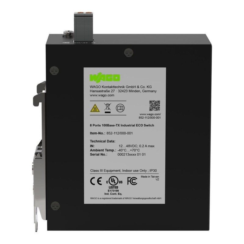 852-112/000-001 Industrial-ECO-Switch;8-port 100Base-TX;black