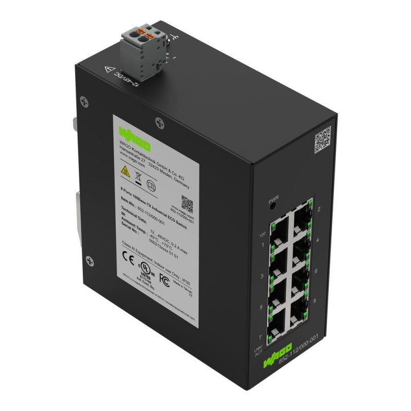 852-112/000-001 Industrial-ECO-Switch;8-port 100Base-TX;black