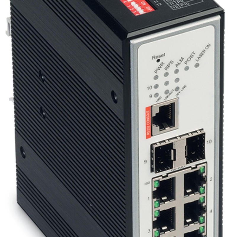 852-303 Industrial Managed Switch;8-port 100Base-TX;2-Slot 1000BASE-SX/LX;black metallic