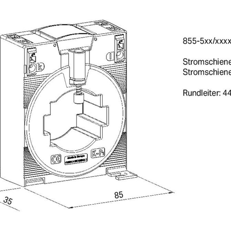 855-505/400-1001 Plug-in current transformer;Primary rated current: 400 A;Secondary rated current: 5 A