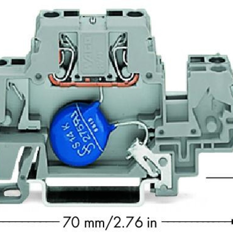 870-523/281-588 Клемна колодка для компонентів; дворівневий; з варистором; сірий